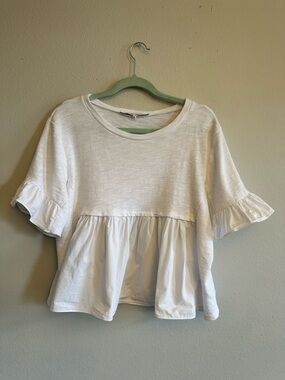 Women’s White Ruffle cotton Babydoll English Factory size Large